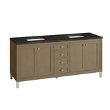 Chicago 72" Double Vanity, Walnut Whisper, w/ 3 CM Phantome Eclos Top