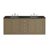 Chicago 72" Double Vanity, Walnut Whisper, w/ 3 CM Phantome Eclos Top