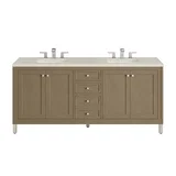 Chicago 72" Double Vanity, Walnut Whisper, w/ 3 CM Siberian Silestone Top