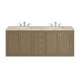 Chicago 72" Double Vanity, Walnut Whisper, w/ 3 CM Tajnar Eclos Top