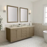 Chicago 72" Double Vanity, Walnut Whisper, w/ 3 CM Tajnar Eclos Top