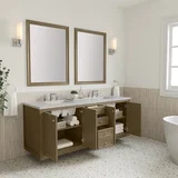 Chicago 72" Double Vanity, Walnut Whisper, w/ 3 CM Eternal Jasmine Pearl Silestone Top w/ FreePower Wireless Charger