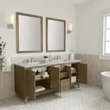 Chicago 72" Double Vanity, Walnut Whisper, w/ 3 CM Eternal Jasmine Pearl Silestone Top w/ FreePower Wireless Charger