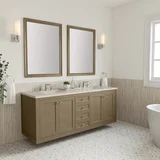 Chicago 72" Double Vanity, Walnut Whisper, w/ 3 CM Siberian Silestone Top w/FreePower Wireless Charger