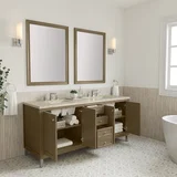 Chicago 72" Double Vanity, Walnut Whisper, w/ 3 CM Tajnar Eclos Top w/FreePower Wireless Charger