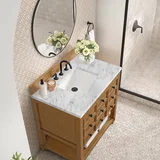 Malibu 36" Single Vanity, Amber Birch w/ 3 CM Carrara Marble Top