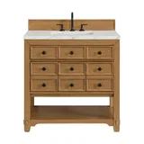 Malibu 36" Single Vanity, Amber Birch w/ 3 CM Ethereal Noctis Top