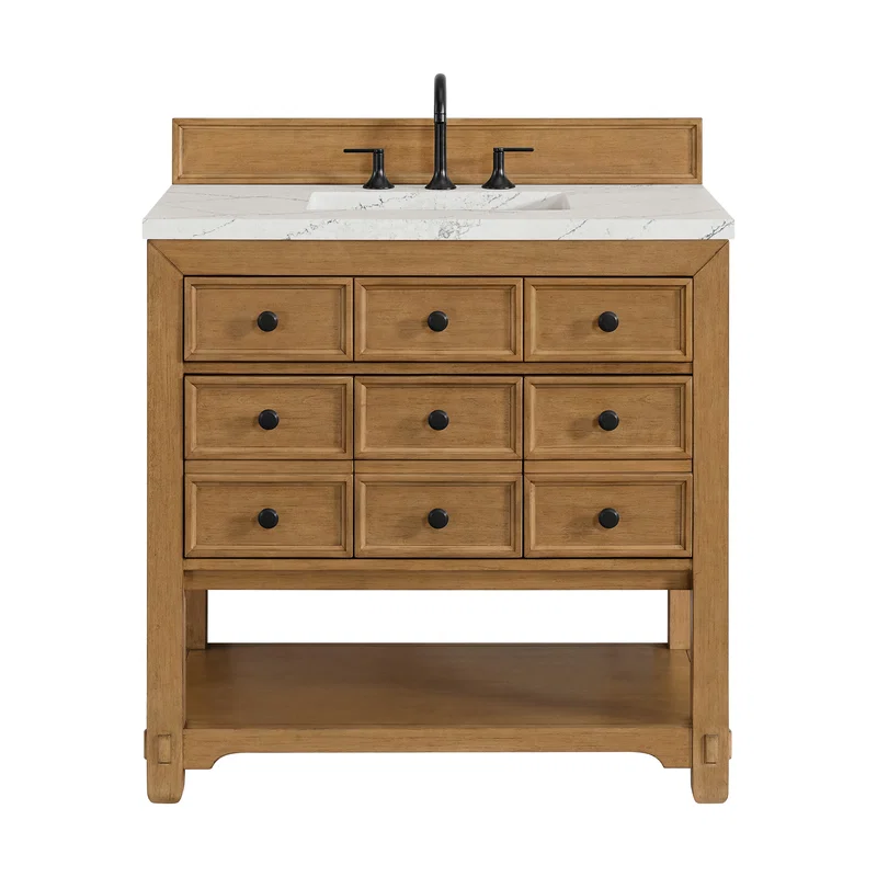 Malibu 36" Single Vanity, Amber Birch w/ 3 CM Ethereal Noctis Top