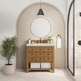 Malibu 36" Single Vanity, Amber Birch w/ 3 CM Ethereal Noctis Top