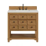 Malibu 36" Single Vanity, Amber Birch w/ 3 CM Lime Delight Top