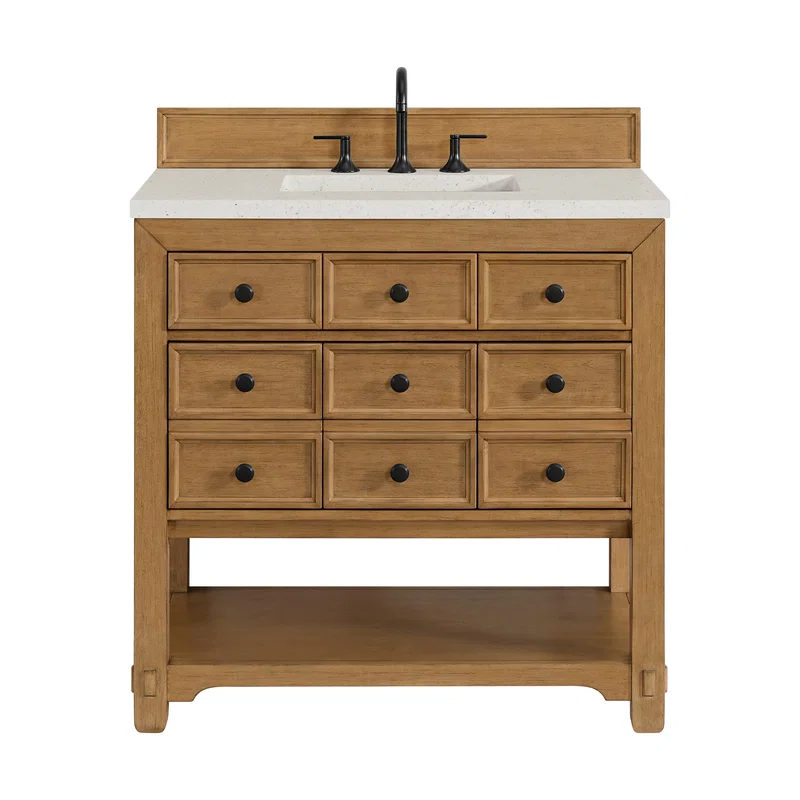 Malibu 36" Single Vanity, Amber Birch w/ 3 CM Lime Delight Top