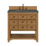 Malibu 36" Single Vanity, Amber Birch w/ 3 CM Parisien Bleu Top