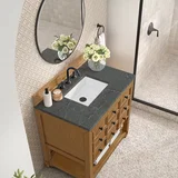 Malibu 36" Single Vanity, Amber Birch w/ 3 CM Parisien Bleu Top
