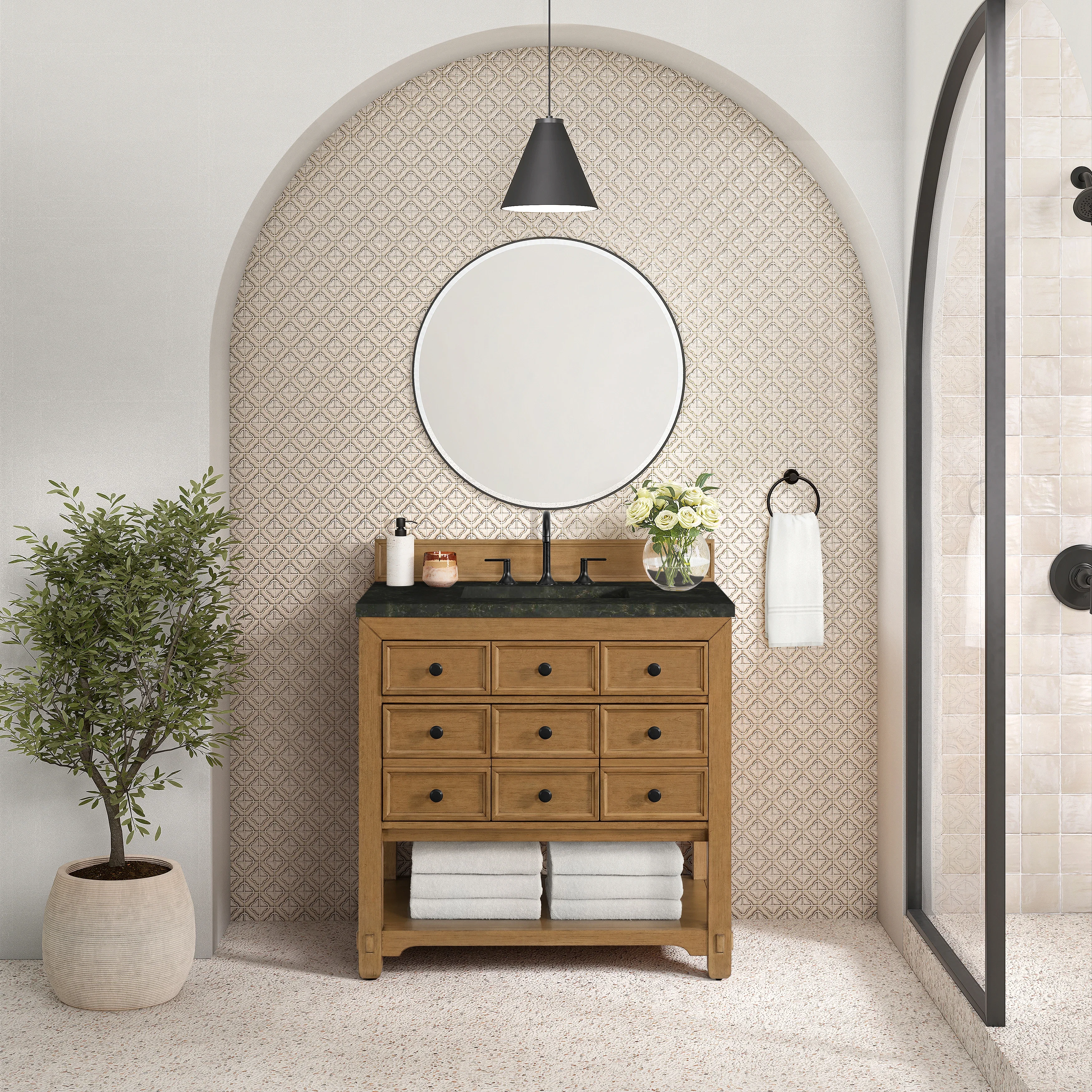 Malibu 36" Single Vanity, Amber Birch, w/ 3 CM Phantome Eclos Top
