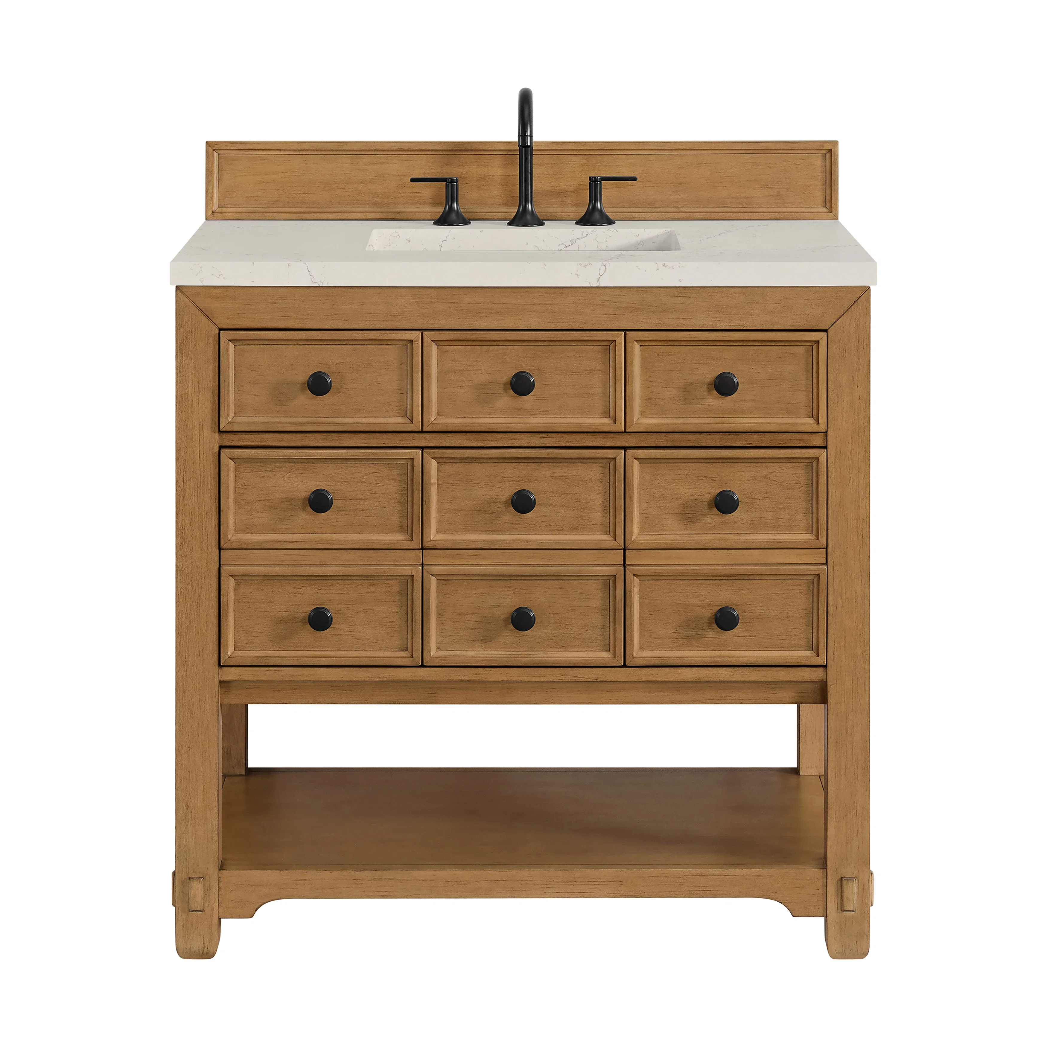 Malibu 36" Single Vanity, Amber Birch, w/ 3 CM Siberian Silestone Top