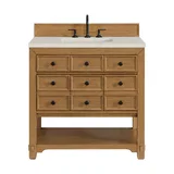 Malibu 36" Single Vanity, Amber Birch, w/ 3 CM Siberian Silestone Top