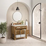 Malibu 36" Single Vanity, Amber Birch, w/ 3 CM Siberian Silestone Top