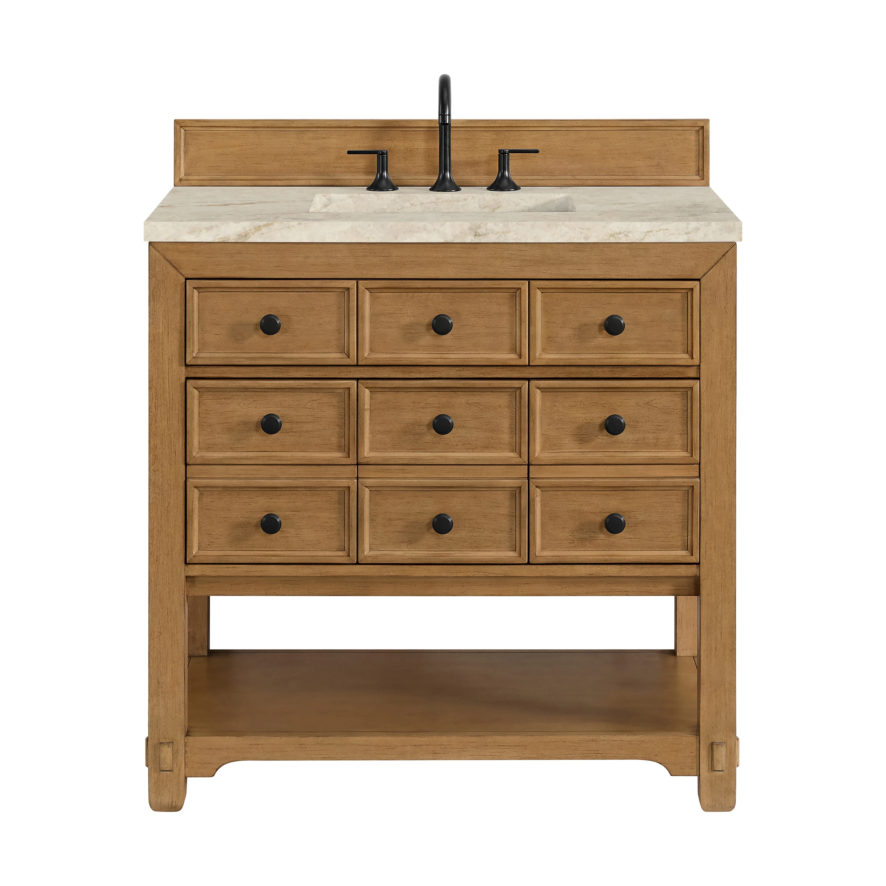 Malibu 36" Single Vanity, Amber Birch, w/ 3 CM Tajnar Eclos Top