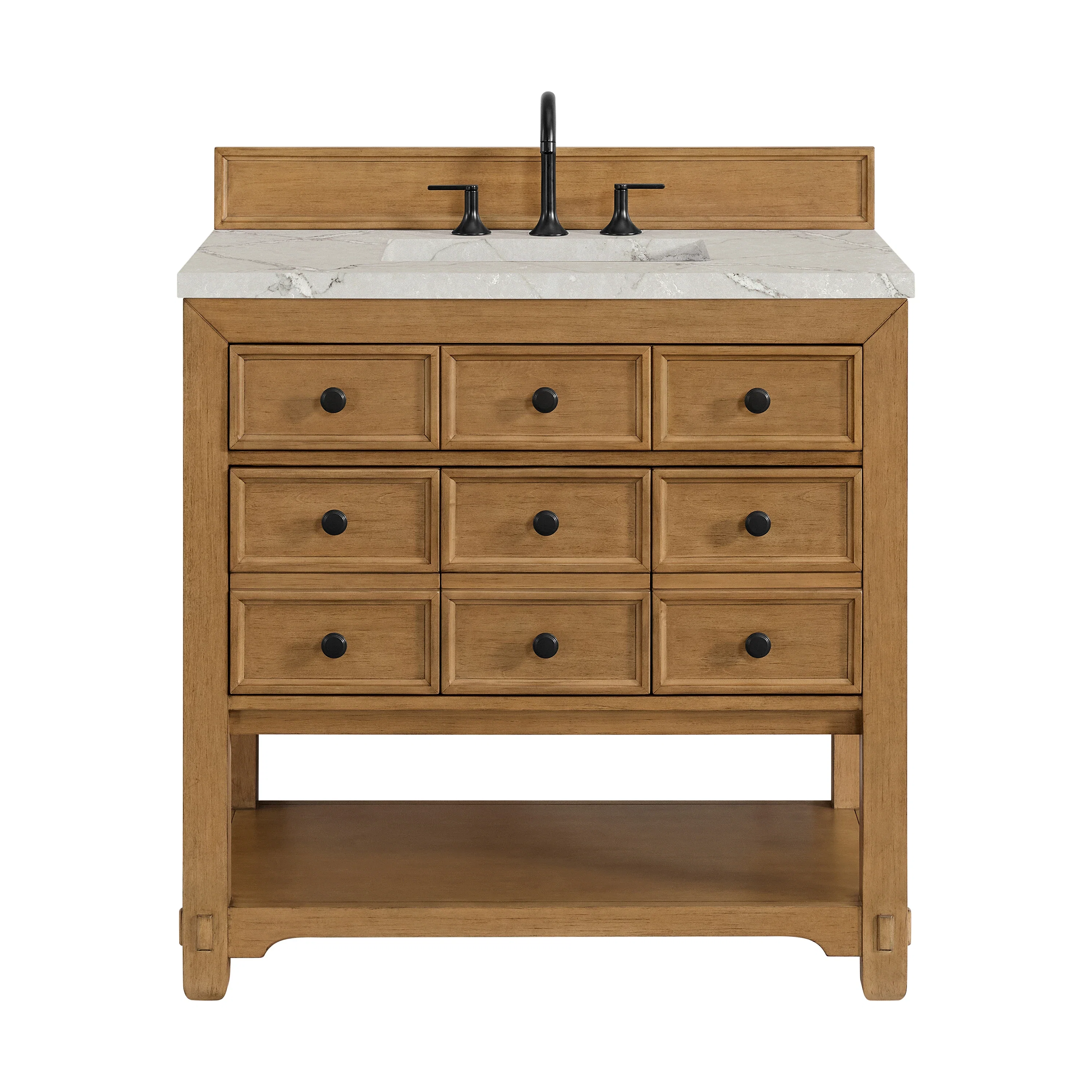 Malibu 36" Single Vanity, Amber Birch w/ 3 CM Victorian Silver Top