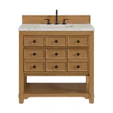 Malibu 36" Single Vanity, Amber Birch w/ 3 CM Victorian Silver Top