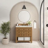 Malibu 36" Single Vanity, Amber Birch w/ 3 CM Victorian Silver Top