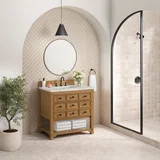Malibu 36" Single Vanity, Amber Birch w/ 3 CM Victorian Silver Top