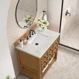 Malibu 36" Single Vanity, Amber Birch w/ 3 CM Victorian Silver Top