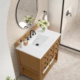 Malibu 36" Single Vanity, Amber Birch w/ 3 CM White Zeus Top