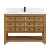 Malibu 48" Single Vanity, Amber Birch w/ Single Hole 3 CM White Zeus Silestone Top & Backsplash