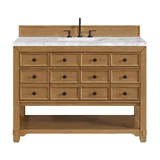 Malibu 48" Single Vanity, Amber Birch w/ 3 CM Carrara White Marble Top