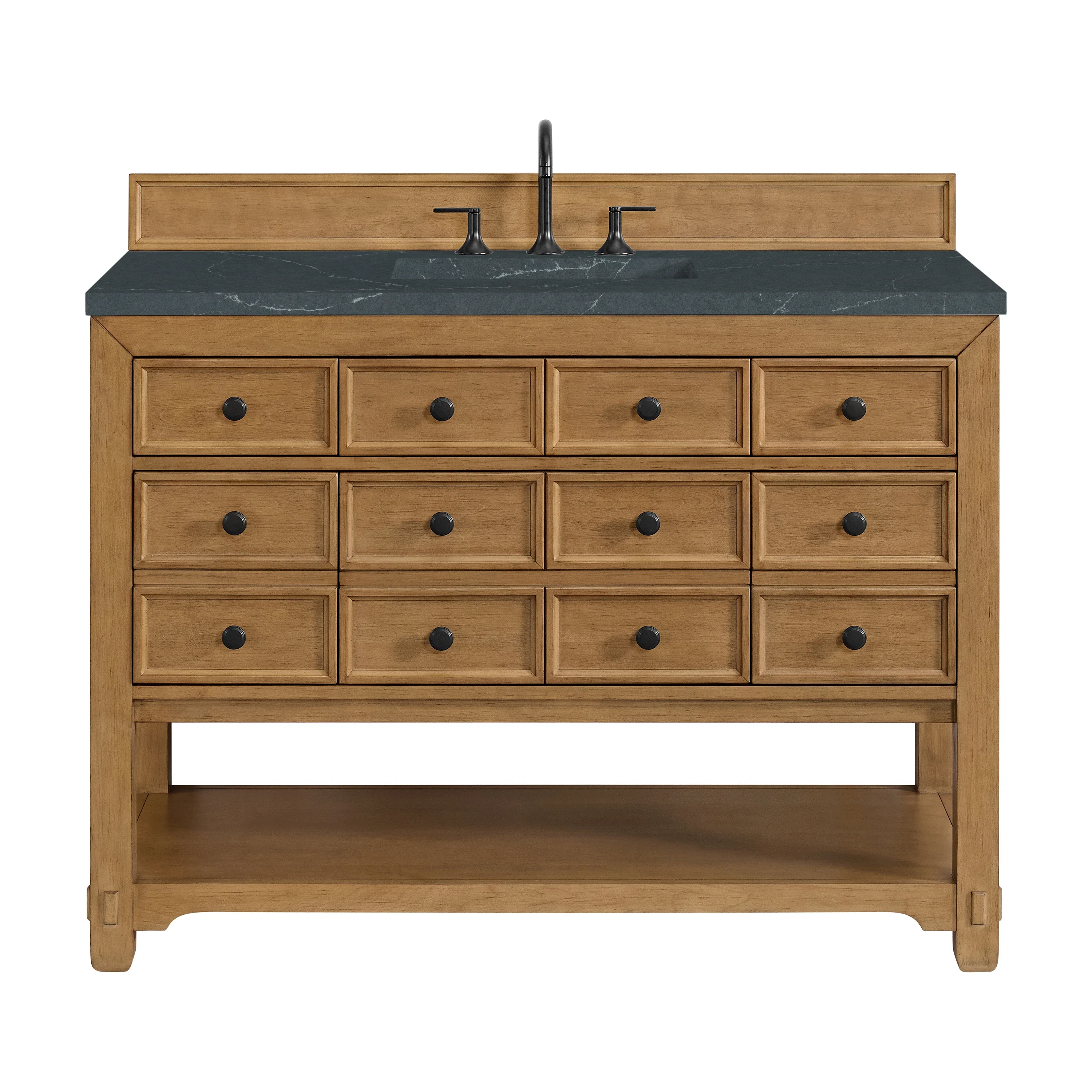 Malibu 48" Single Vanity, Amber Birch w/ 3 CM Charcoal Soapstone Silestone Top