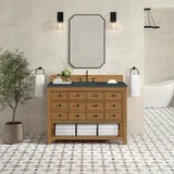 Malibu 48" Single Vanity, Amber Birch w/ 3 CM Charcoal Soapstone Silestone Top