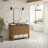 Malibu 48" Single Vanity, Amber Birch w/ 3 CM Charcoal Soapstone Silestone Top
