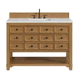 Malibu 48" Single Vanity, Amber Birch w/ 3 CM Eternal Jasmine Pearl Silestone Top