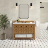 Malibu 48" Single Vanity, Amber Birch w/ 3 CM Eternal Jasmine Pearl Silestone Top