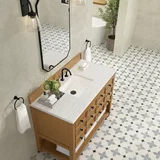 Malibu 48" Single Vanity, Amber Birch w/ 3 CM Eternal Jasmine Pearl Silestone Top