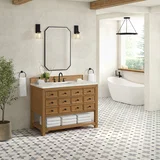 Malibu 48" Single Vanity, Amber Birch w/ 3 CM Ethereal Noctis Silestone Top