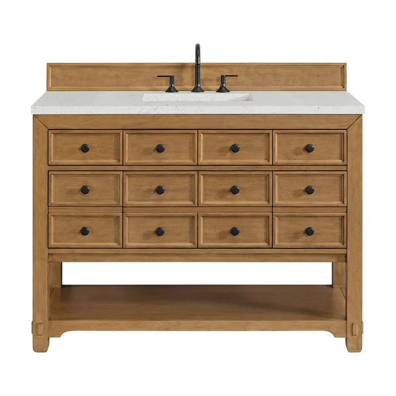 Malibu 48" Single Vanity, Amber Birch w/ 3 CM Lime Delight Silestone Top