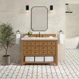 Malibu 48" Single Vanity, Amber Birch w/ 3 CM Lime Delight Silestone Top