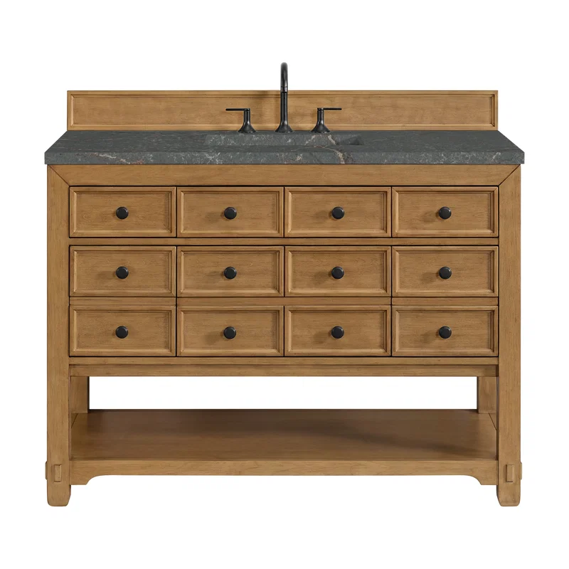 Malibu 48" Single Vanity, Amber Birch w/ 3 CM Parisien Bleu Silestone Top