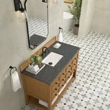 Malibu 48" Single Vanity, Amber Birch w/ 3 CM Parisien Bleu Silestone Top