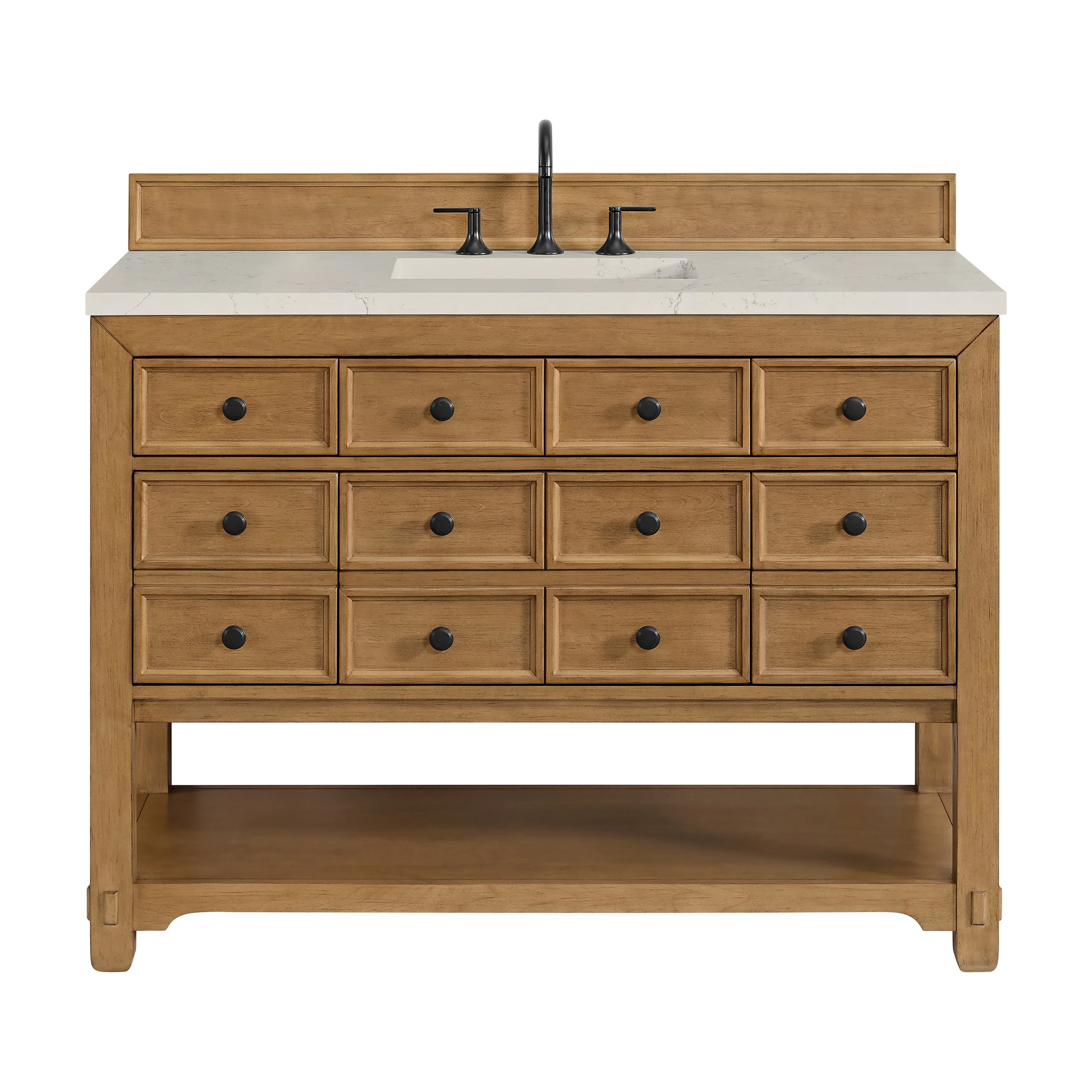 Malibu 48" Single Vanity, Amber Birch, w/ 3 CM Siberian Silestone Top