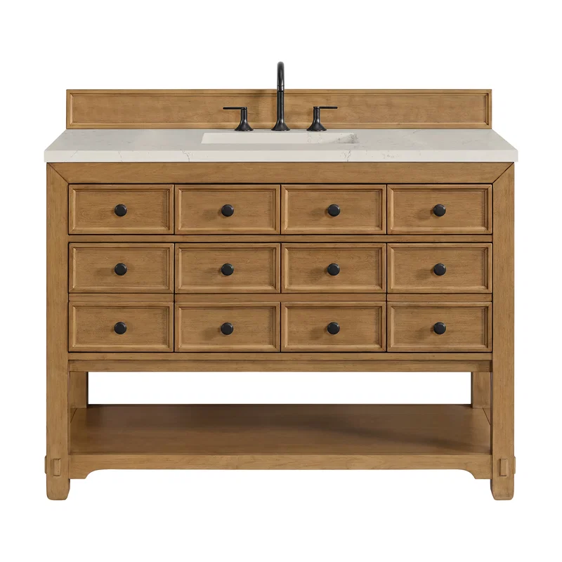 Malibu 48" Single Vanity, Amber Birch, w/ 3 CM Siberian Silestone Top