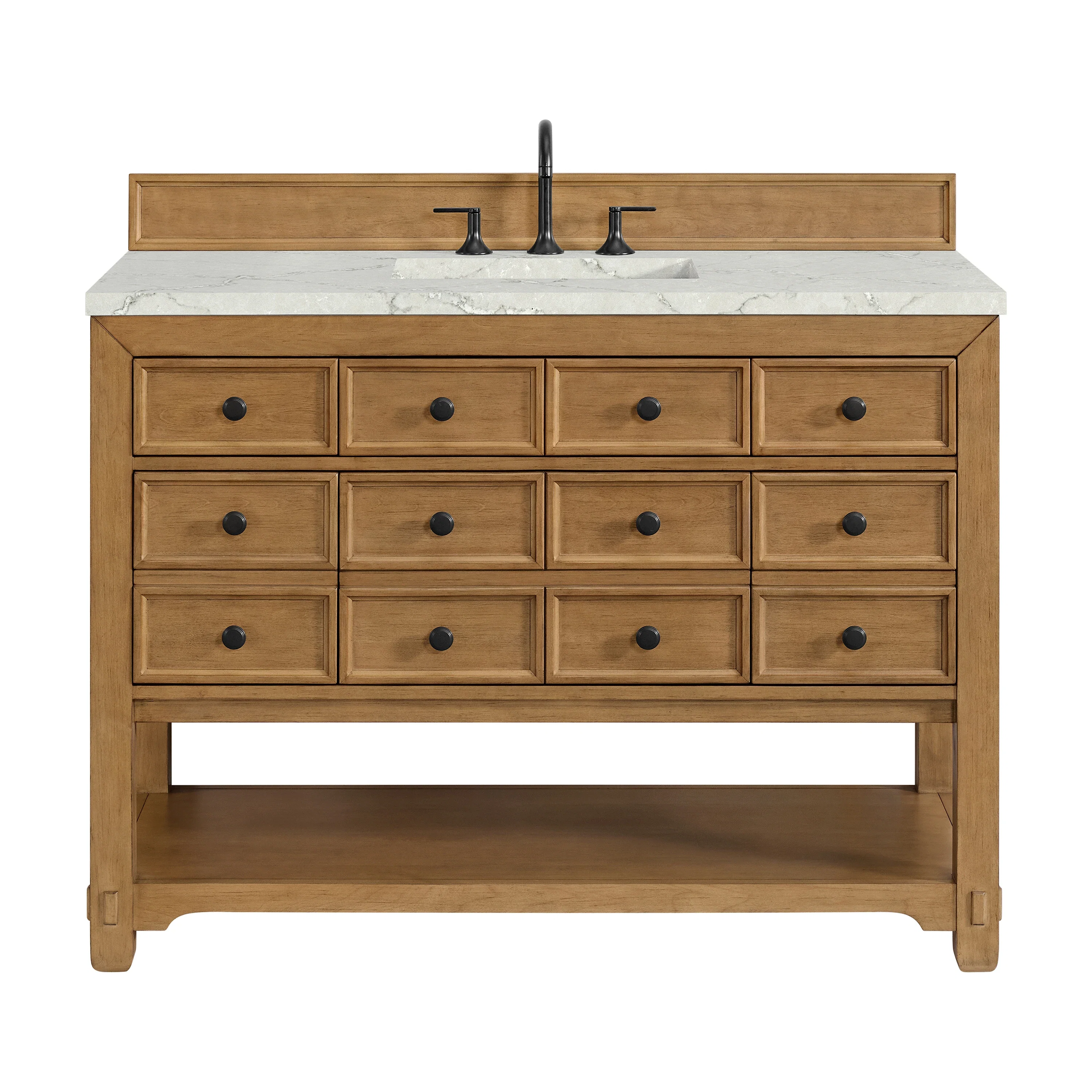 Malibu 48" Single Vanity, Amber Birch w/ 3 CM Victorian Silver Silestone Top