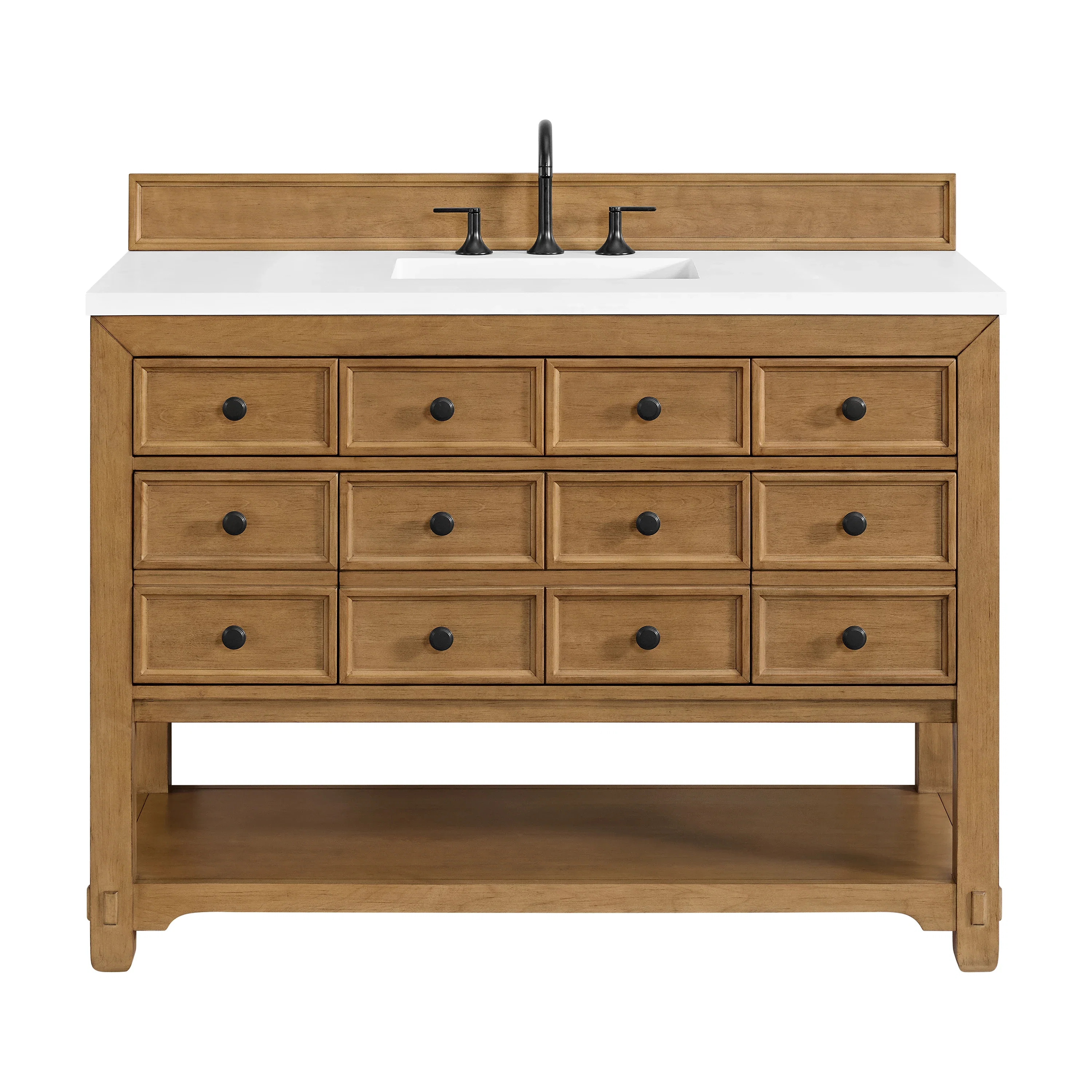 Malibu 48" Single Vanity, Amber Birch w/ 3 CM White Zeus Silestone Top