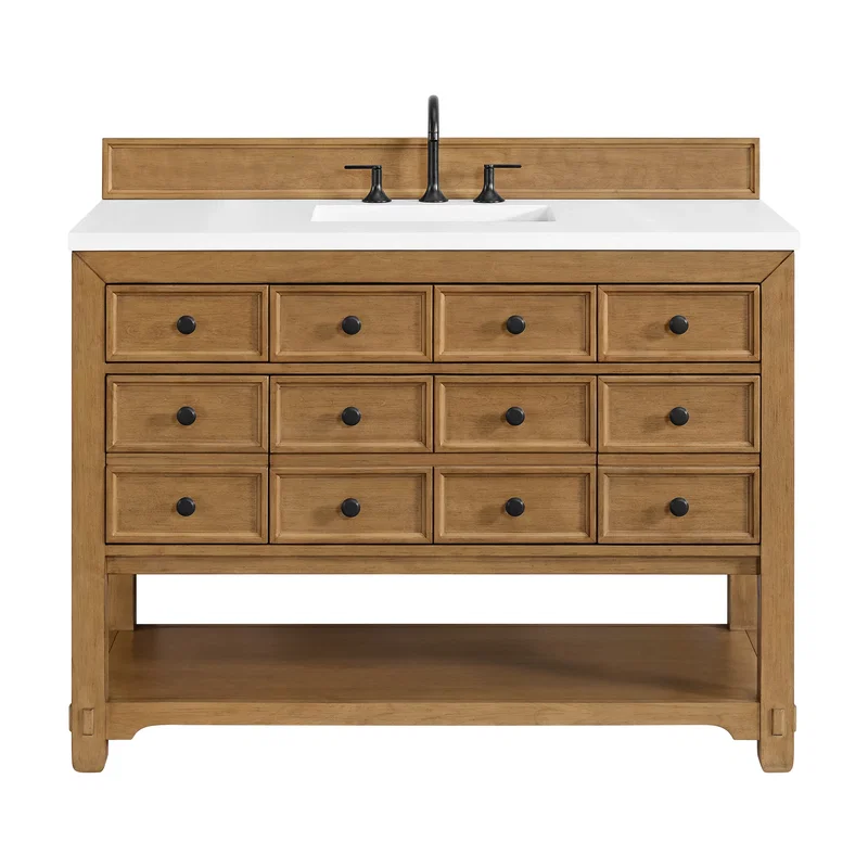 Malibu 48" Single Vanity, Amber Birch w/ 3 CM White Zeus Silestone Top