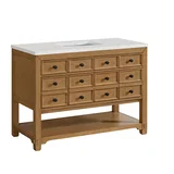 Malibu 48" Single Vanity, Amber Birch w/ 3 CM Eternal Jasmine Pearl Silestone Top w/ FreePower Wireless Charger
