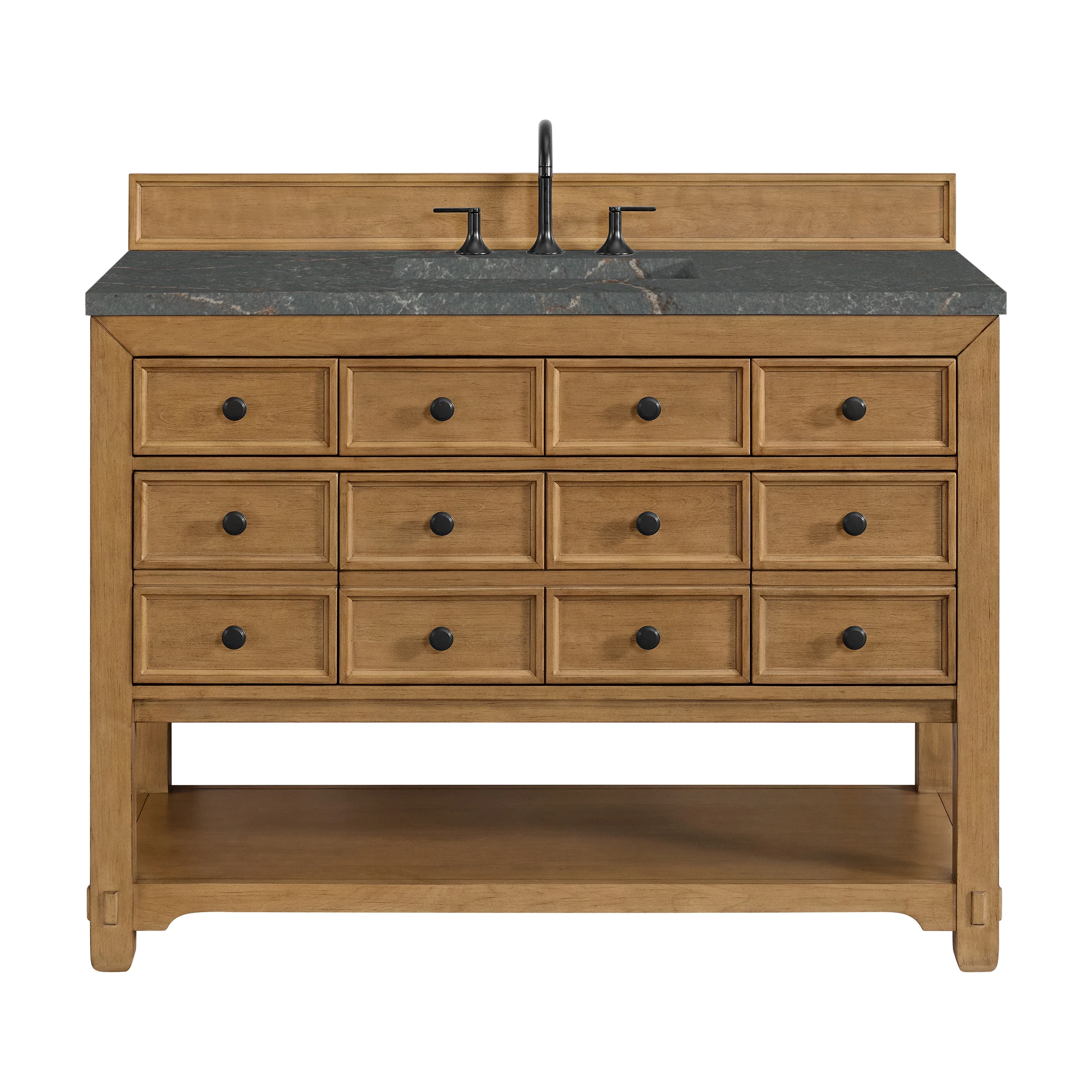 Malibu 48" Single Vanity, Amber Birch w/ 3 CM Parisien Bleu Silestone Top w/ FreePower Wireless Charger