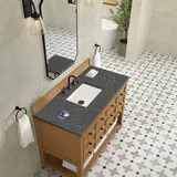 Malibu 48" Single Vanity, Amber Birch w/ 3 CM Parisien Bleu Silestone Top w/ FreePower Wireless Charger
