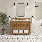 Malibu 48" Single Vanity, Amber Birch w/ 3 CM Victorian Silver Silestone Top w/ FreePower Wireless Charger